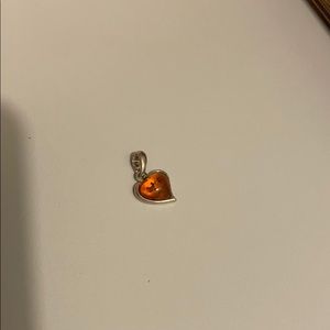 Sterling Silver Heart Amber Charm
